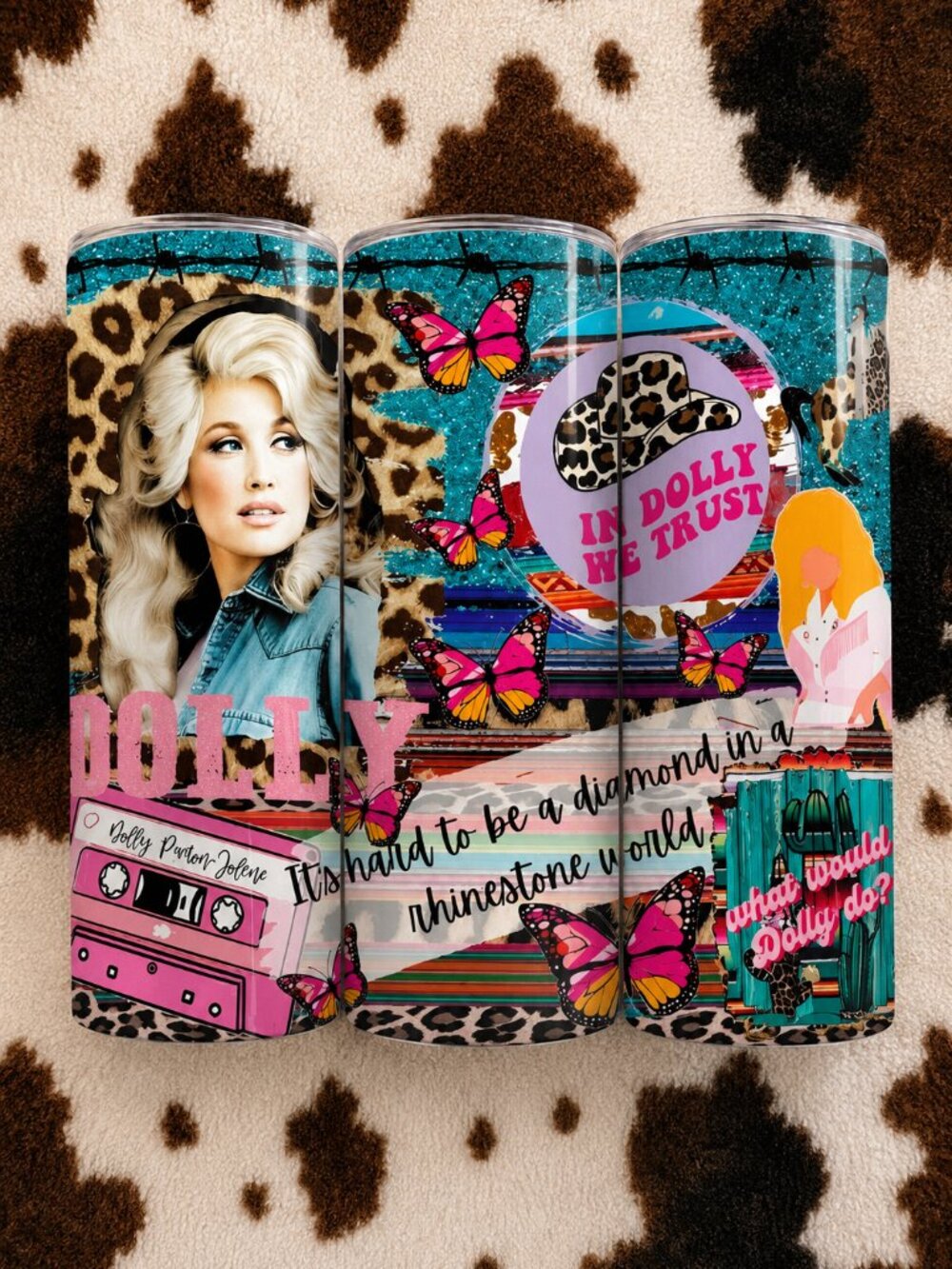 Dolly Parton Collage Country Music Custom 20oz Skinny Tumbler Handmade Cup
